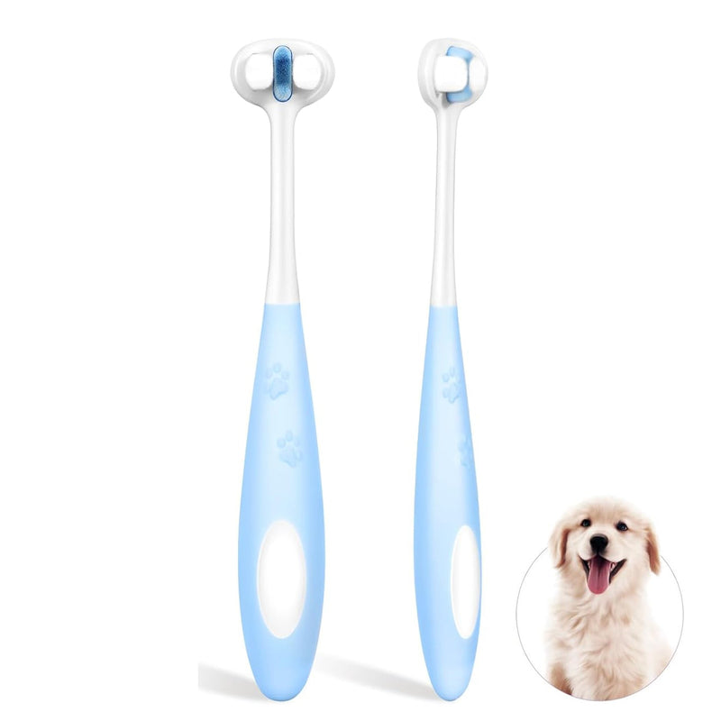 HKM-1390269 Ultra Soft Nano Bristles Dog Toothbrush - 3 Sided Design for Gentle Teeth Cleaning and Dental Care