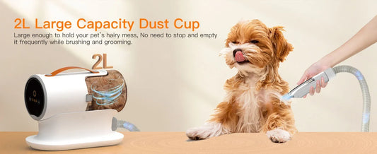 HKM-139027 Pet Hair Trimmer with 3-Mode Suction for Safe Grooming of Cats and Dogs, Eco-Friendly & Convenient Design
