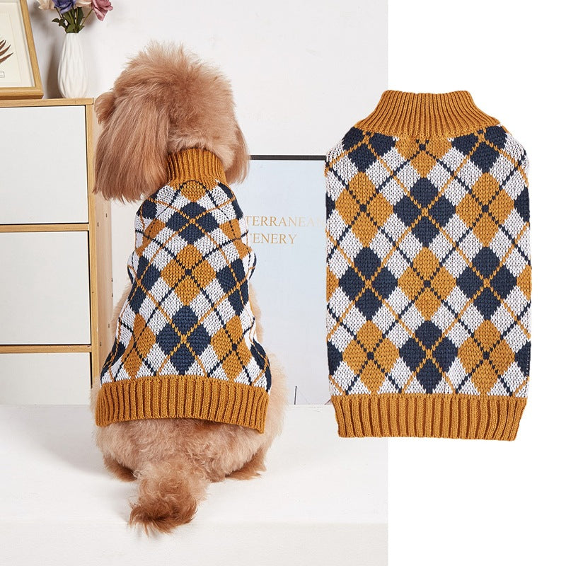 HKM-1390781 Thanksgiving Retro Plaid Pet Clothes with Black Turkey and BOO Design