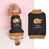 HKM-1390781 Thanksgiving Retro Plaid Pet Clothes with Black Turkey and BOO Design