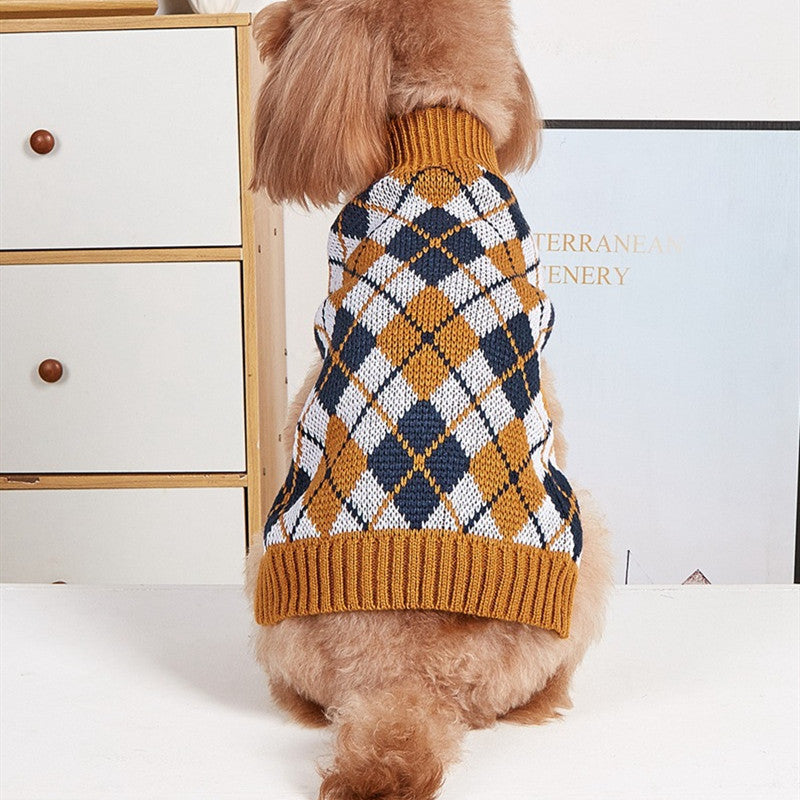 HKM-1390781 Thanksgiving Retro Plaid Pet Clothes with Black Turkey and BOO Design