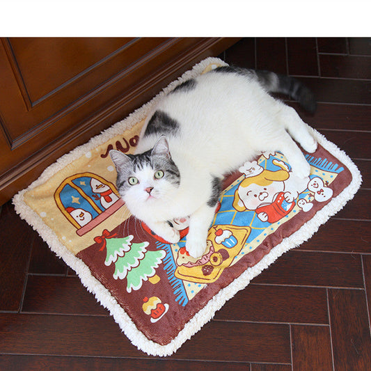HKM-1392829 Cozy Cat Deep Sleep Nest for Autumn and Winter, Soft Cloth Pet Kennel, Warm Nesting Pad 60x80cm