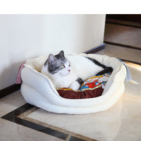 HKM-1392829 Cozy Cat Deep Sleep Nest for Autumn and Winter, Soft Cloth Pet Kennel, Warm Nesting Pad 60x80cm