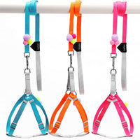 HKM-139283 Colorful Fluffy Ball Cat and Dog Chest Harness with Traction Rope for Small and Medium Pets