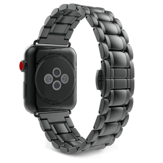 HKM-139283 Stylish Stainless Steel Butterfly Buckle Watch Strap for IWatch Models