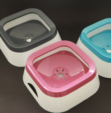 HKM-1392957 Mouth Wet-proof Cat Water Bowl - Durable Pet Drinking Dispenser in Pink, Blue, and Gray