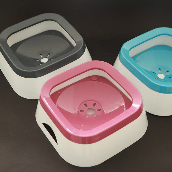 HKM-1392957 Mouth Wet-proof Cat Water Bowl - Durable Pet Drinking Dispenser in Pink, Blue, and Gray