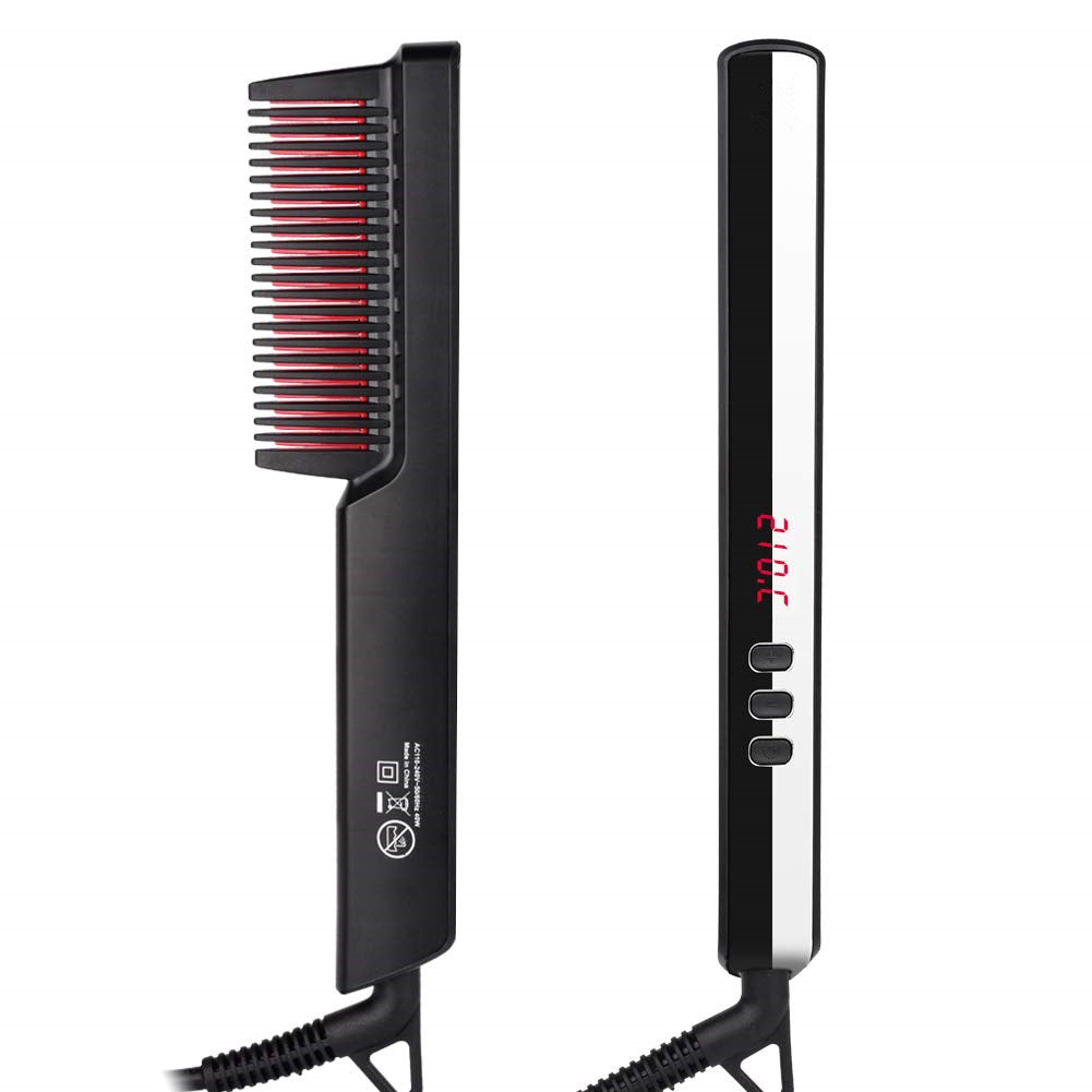 HKM-139347 Multifunctional Hair Straightening Comb with Hair Care Essential Oil 40ml, Adjustable Temperature 160-210°C