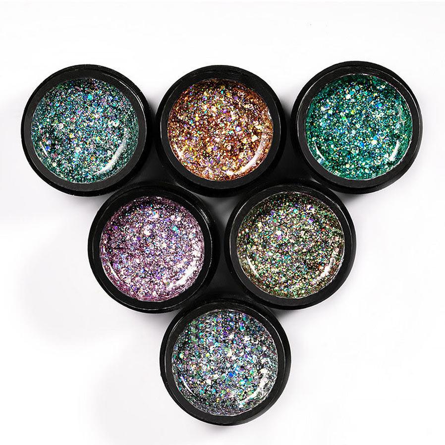 HKM-139411 Xingyao UV Gel Nail Polish with Seven-Color Sequins, 5ML Diamond Glue