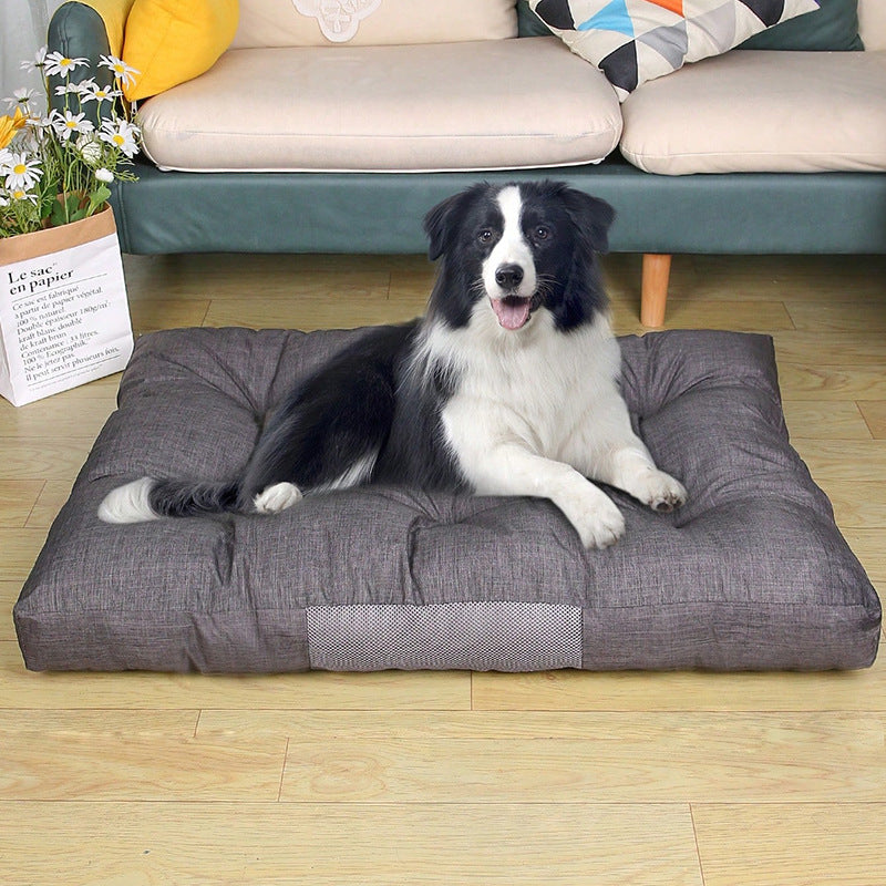 HKM-1394621 Thick and Warm Kennel Bed for Large Dogs - Winter-Ready Pet Nest in Gray, 98x77x12cm