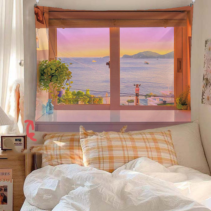 HKM-139475 Window Scenery Background Cloth, Polyester - Various Sizes & Colors