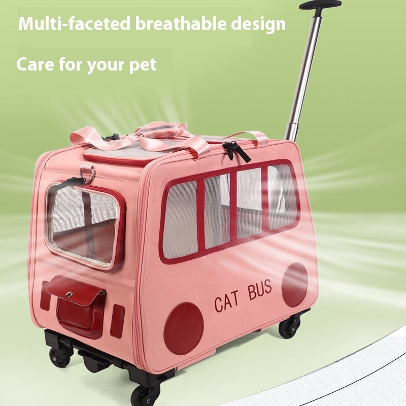 HKM-1395005 Foldable Portable Pet Trolley for Comfortably Transporting Up to Two Cats