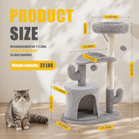 HKM-1396029 Cactus-Shaped Small Cat Tree Tower with Curved Bed and Scratching Post