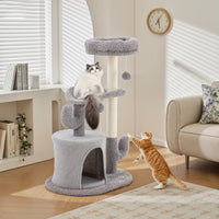 HKM-1396029 Cactus-Shaped Small Cat Tree Tower with Curved Bed and Scratching Post