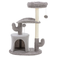 HKM-1396029 Cactus-Shaped Small Cat Tree Tower with Curved Bed and Scratching Post