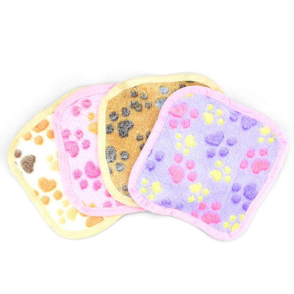 HKM-139603 Cozy Coral Velvet Pet Blanket – Pink, Light Yellow, Brown, and Purple – 20cm x 20cm