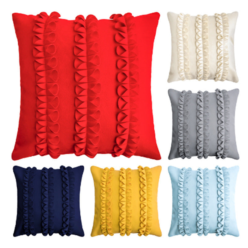 HKM-139603 Handmade Cotton Flower Pillowcase - 45x45cm Pure Color Design