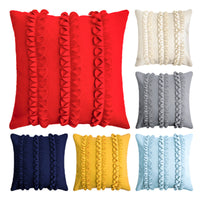 HKM-139603 Handmade Cotton Flower Pillowcase - 45x45cm Pure Color Design