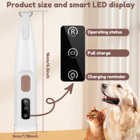 HKM-1396541 LED Dog Paw Trimmer with Widened Blade and Waterproof Design, Cordless Grooming Clippers with LED Display