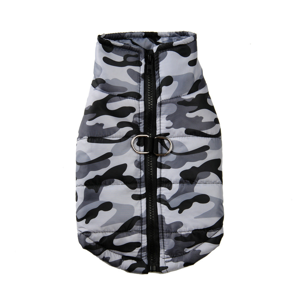 HKM-1397181 Winter Thickened Dog Camouflage Clothing in Black, Gray, Green, and Navy - Sizes 5XL, 6XL, 7XL