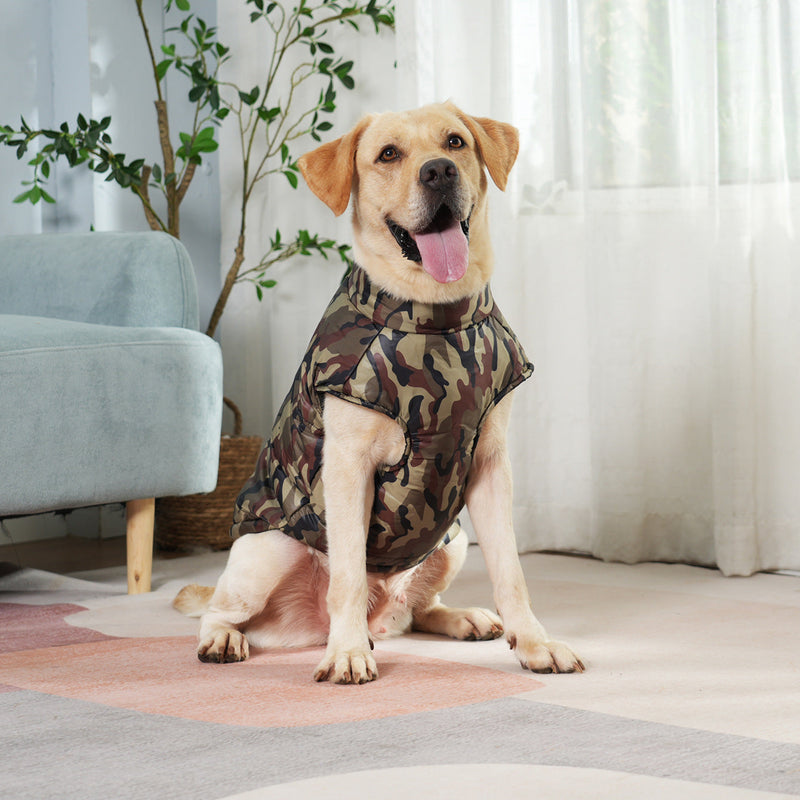 HKM-1397181 Winter Thickened Dog Camouflage Clothing in Black, Gray, Green, and Navy - Sizes 5XL, 6XL, 7XL