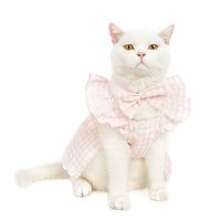 HKM-1397309 Plaid Lace Dog Skirt with Fly Shoulder Sleeve in Yellow, Pink, and Blue - Sizes XS to XL