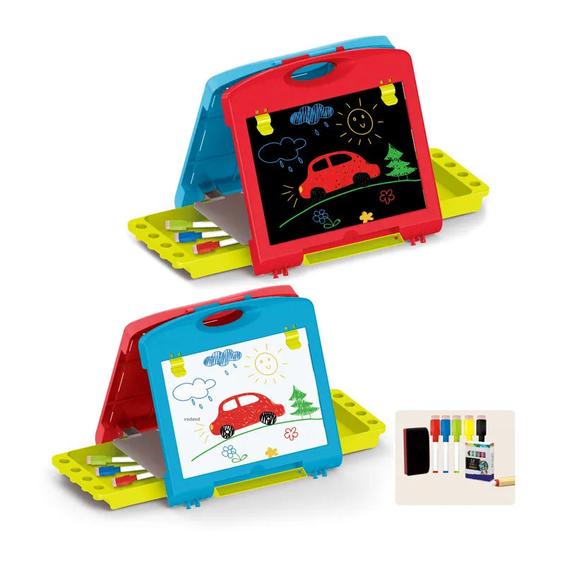 HKM-139731 Educational Double Face Drawing Writing Board Toy for Kids Ages 5-7, Plastic, EN71 Certified, Color Box Packaging