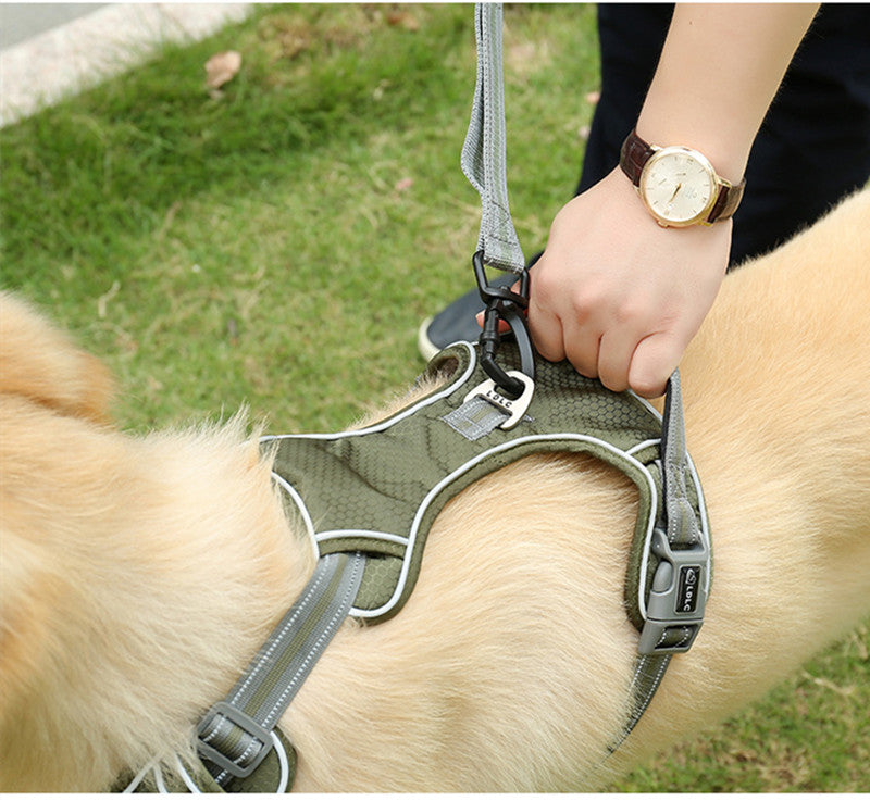 HKM-1398333 Elastic Retractable Dog Leash - Fluorescent Yellow/Army Green, Nylon Alloy, 1.45m Length, 240-280KG Pull Strength