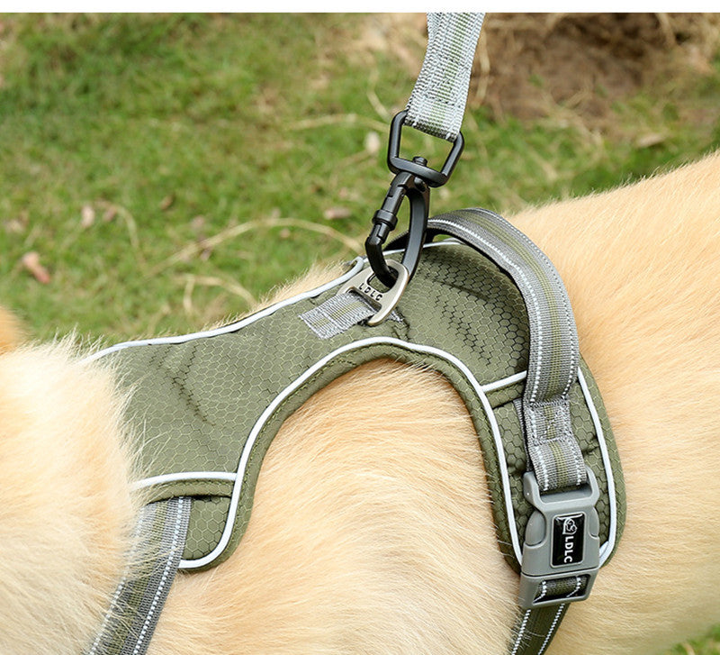 HKM-1398333 Elastic Retractable Dog Leash - Fluorescent Yellow/Army Green, Nylon Alloy, 1.45m Length, 240-280KG Pull Strength