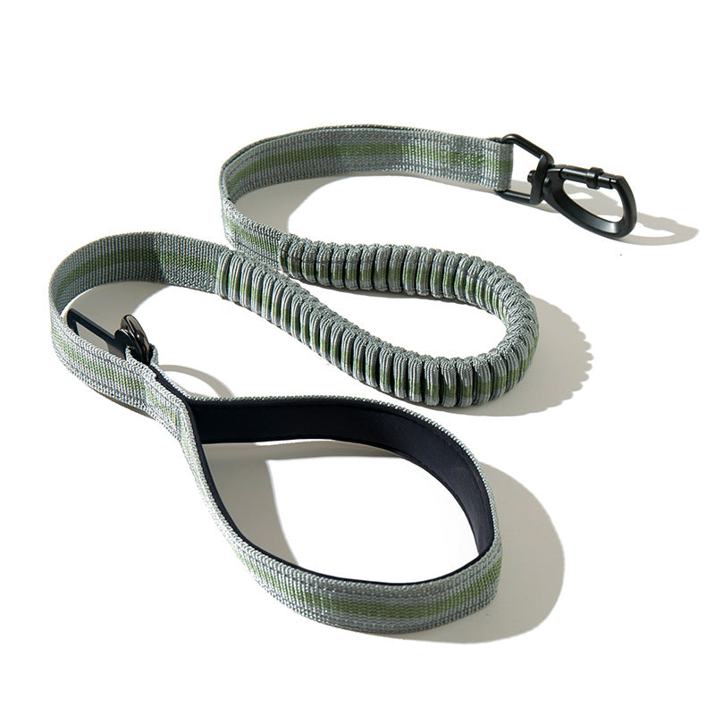 HKM-1398333 Elastic Retractable Dog Leash - Fluorescent Yellow/Army Green, Nylon Alloy, 1.45m Length, 240-280KG Pull Strength