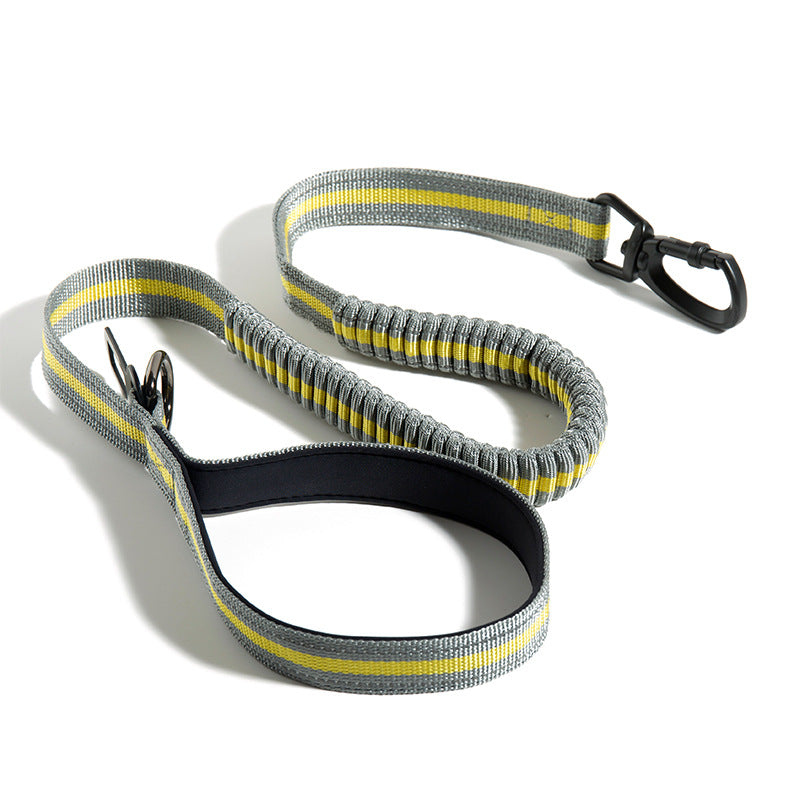 HKM-1398333 Elastic Retractable Dog Leash - Fluorescent Yellow/Army Green, Nylon Alloy, 1.45m Length, 240-280KG Pull Strength