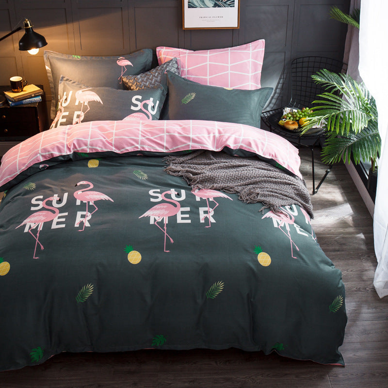 HKM-139923 Idyllic Floral Cotton Bedding Set for 1.2m Bed - Includes Quilt Cover and Pillowcases