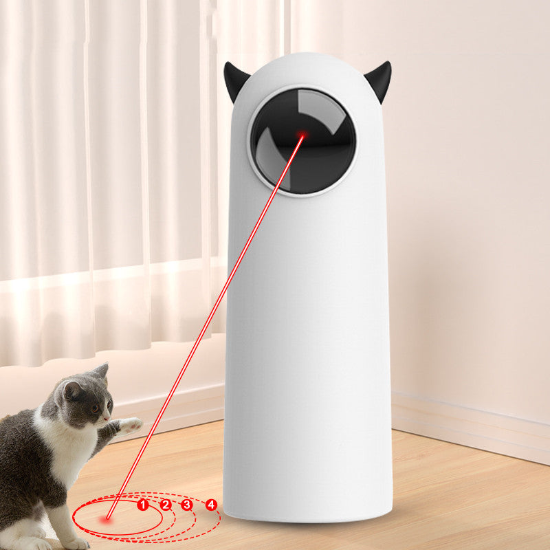 HKM-1399357 Automatic Infrared Cat Teaser Toy - Fashion Minimalist Design, White ABS & Silicone