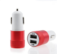 HKM-139987 Dual USB Car Charger - 2.1A Aluminum Alloy Multi-Function Charging Head, Compatible with Tablets and Power Banks, Various Colors Available