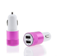 HKM-139987 Dual USB Car Charger - 2.1A Aluminum Alloy Multi-Function Charging Head, Compatible with Tablets and Power Banks, Various Colors Available