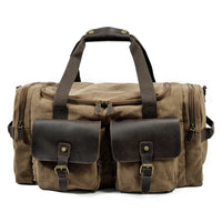 HKM-139987 Unisex Canvas Duffel Bag for Travel and Leisure with Zipper Closure and Open Compartment - Ideal for Sports and Gym Use