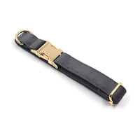 HKM-1400509 Dark Grey Velvet Pet Collar with Metal Buckle - Size XS to XL