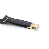 HKM-1400509 Dark Grey Velvet Pet Collar with Metal Buckle - Size XS to XL