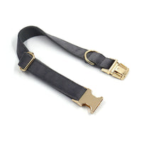 HKM-1400509 Dark Grey Velvet Pet Collar with Metal Buckle - Size XS to XL