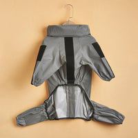 HKM-1400893 Large Dog Summer Sunscreen Stormsuit in Silver Gray - Casual Polyester Fabric