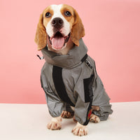 HKM-1400893 Large Dog Summer Sunscreen Stormsuit in Silver Gray - Casual Polyester Fabric