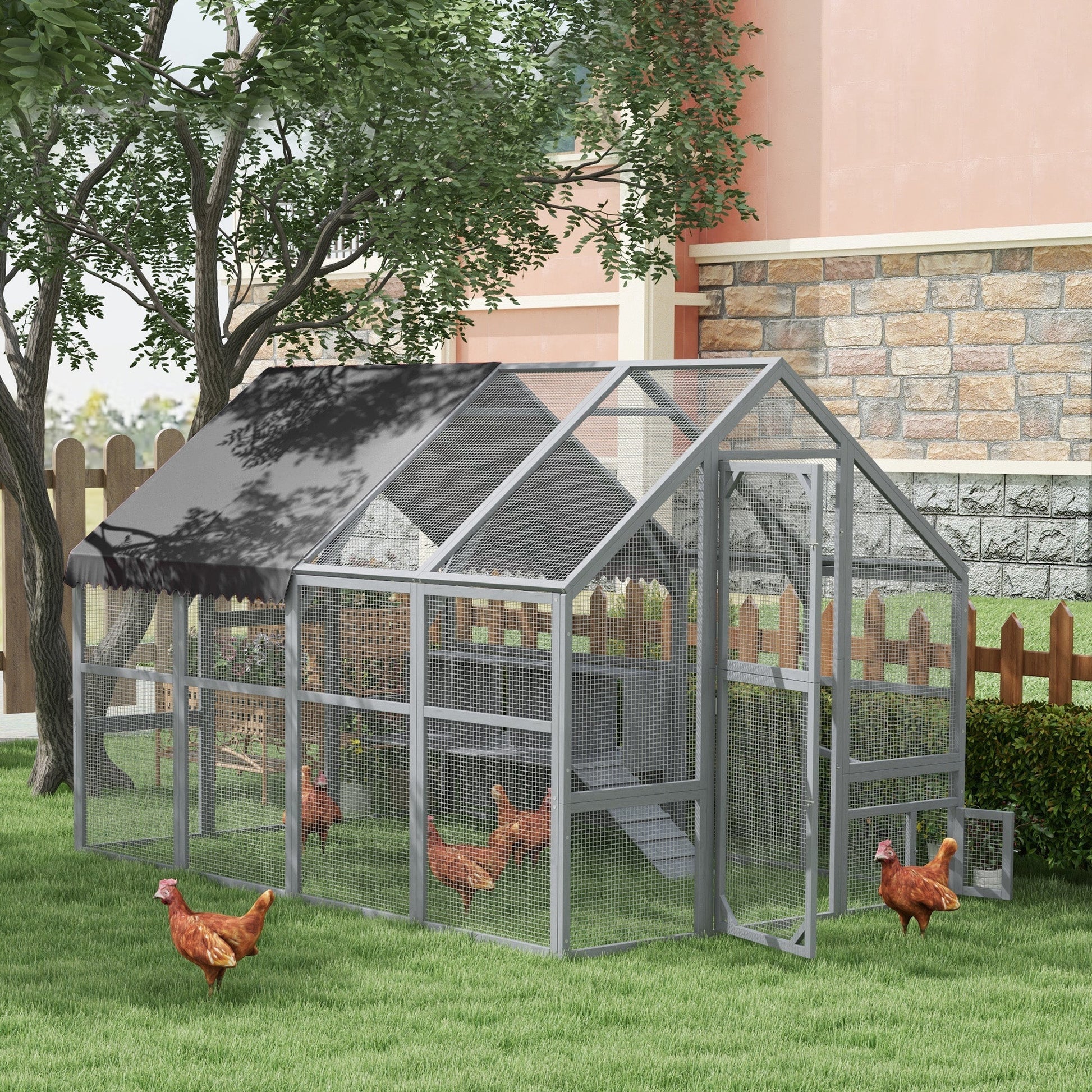 HKM-1402173 Large 9' x 6' x 6' Chicken Coop with Nesting Boxes, Water-Resistant and UV-Proof Cover for 8-12 Chickens