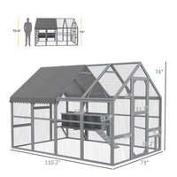 HKM-1402173 Large 9' x 6' x 6' Chicken Coop with Nesting Boxes, Water-Resistant and UV-Proof Cover for 8-12 Chickens