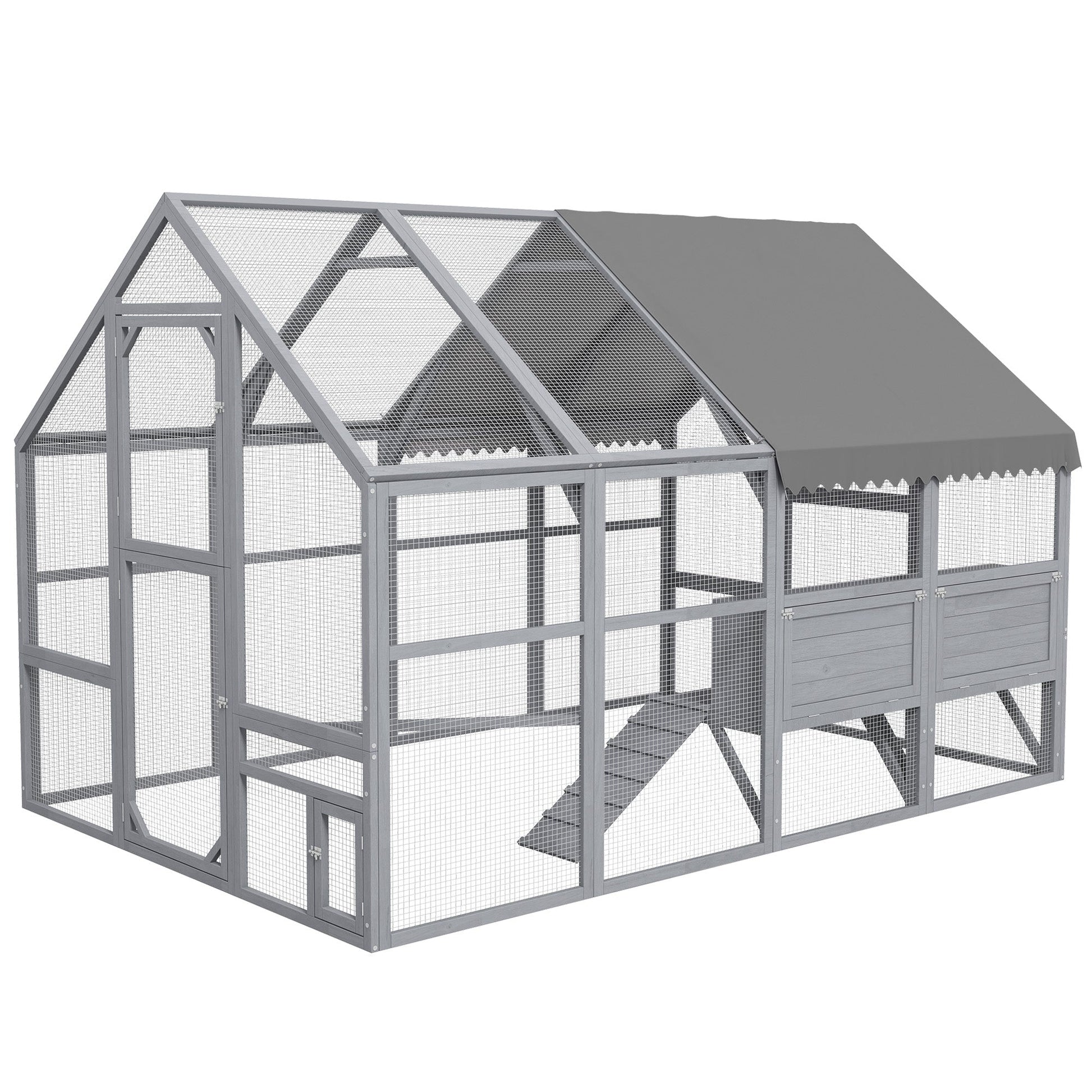 HKM-1402173 Large 9' x 6' x 6' Chicken Coop with Nesting Boxes, Water-Resistant and UV-Proof Cover for 8-12 Chickens
