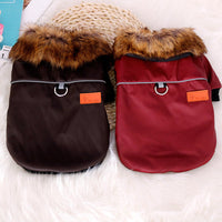 HKM-1402685 Reflective Warm Pet Fur Coat with Fur Collar for Cold Weather