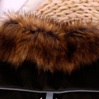 HKM-1402685 Reflective Warm Pet Fur Coat with Fur Collar for Cold Weather