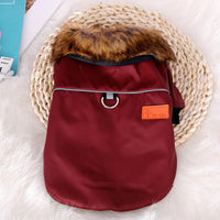 HKM-1402685 Reflective Warm Pet Fur Coat with Fur Collar for Cold Weather