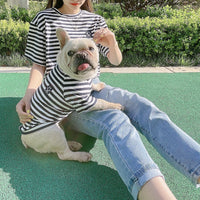 HKM-1403581 Bipedal Striped Modal Cotton T-Shirt for Small Dogs and Cats - Parent-Child Matching Outfit