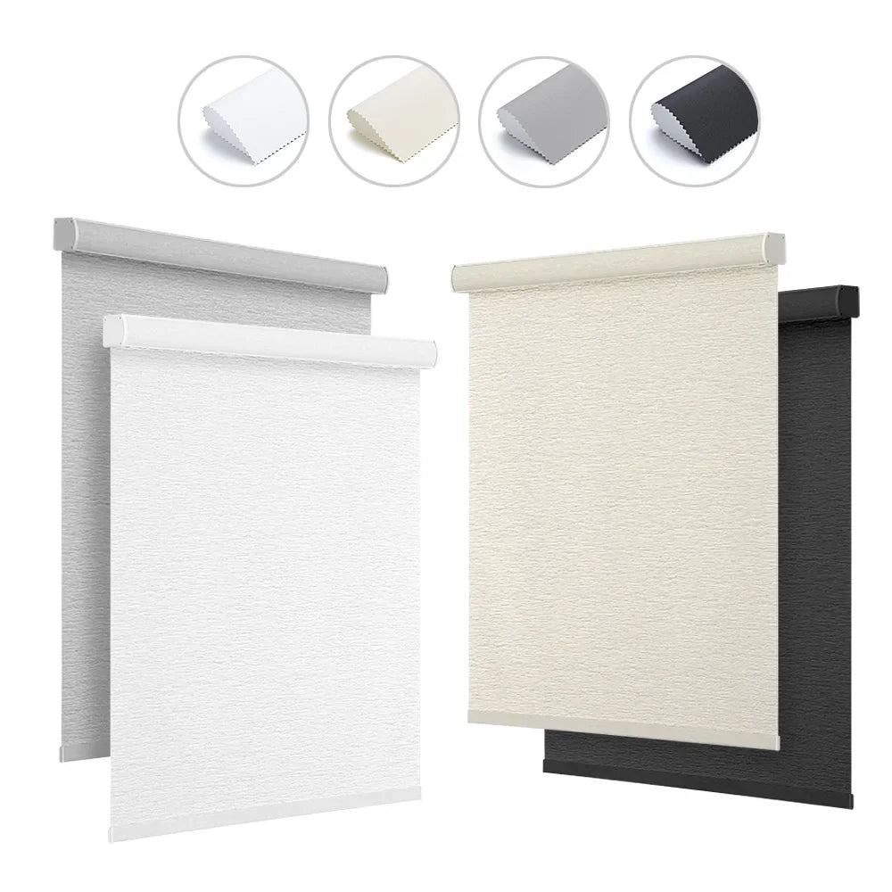 HKM-140499 Motorized Blackout Roller Blinds with Smart Remote Control for Easy Installation in Home or Office