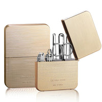 HKM-140563 Carbon Steel Nail Clippers Set with Diagonal Cut, Flat Cut, Dead Skin Shovel, Nail File, Eyebrow Clip, Ear Pick, and Eyebrow Scissors